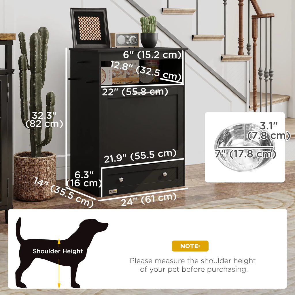 Pet Feeder Station Storage Cabinet Dog Food Storage Container with Dog Raised - Image 5