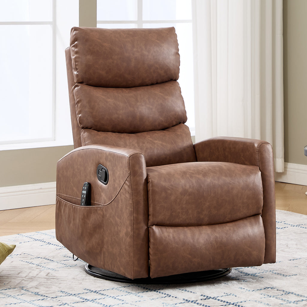 Heat Massage Manual Recliner Chair with Rocker and Swivel in Fabric for Living - Image 4