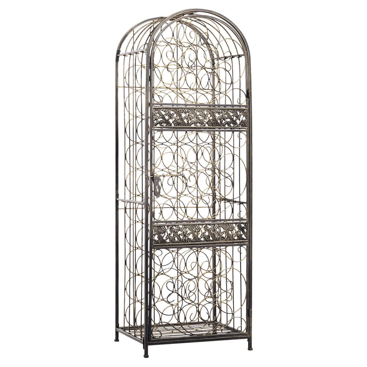 45 Bottle Wrought Iron Wine Rack Jail With Lock Antique Bronze - Additional Product View 9