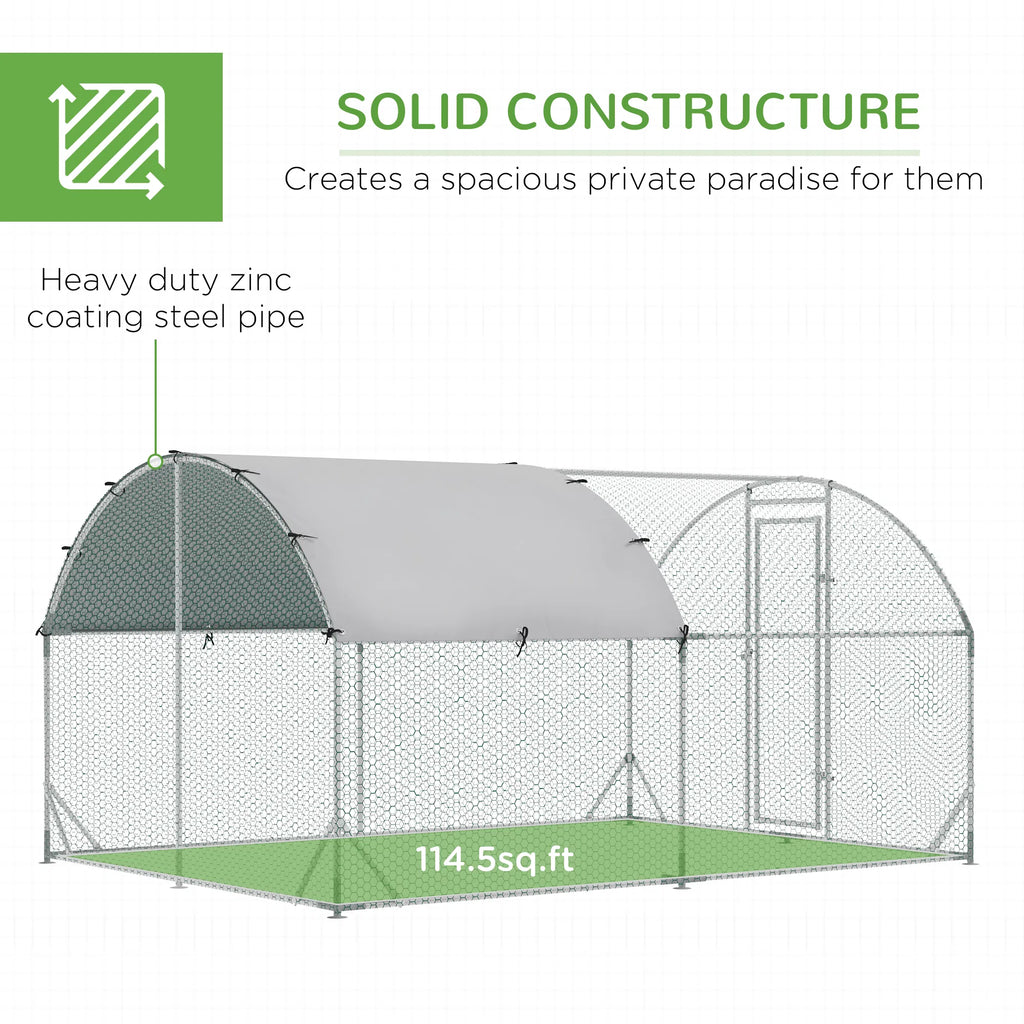 Galvanized Large Metal Chicken Coop Cage Walk in Enclosure Poultry Hen Run