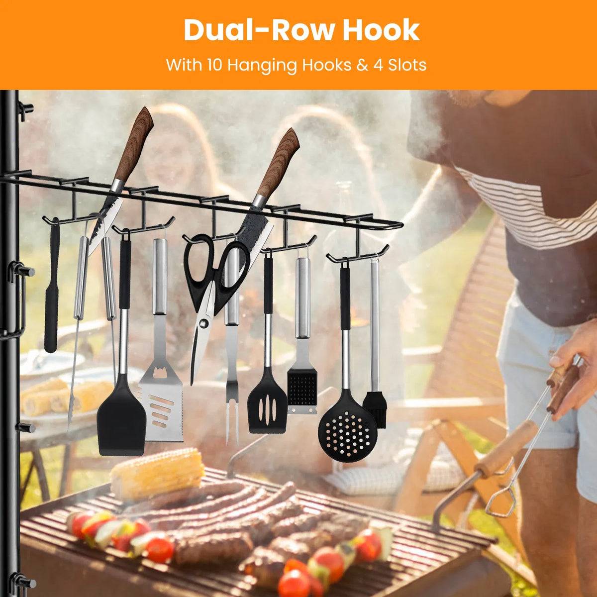Upgraded BBQ Grill Caddy With Paper Towel Holder Carbon Steel Griddle Storage