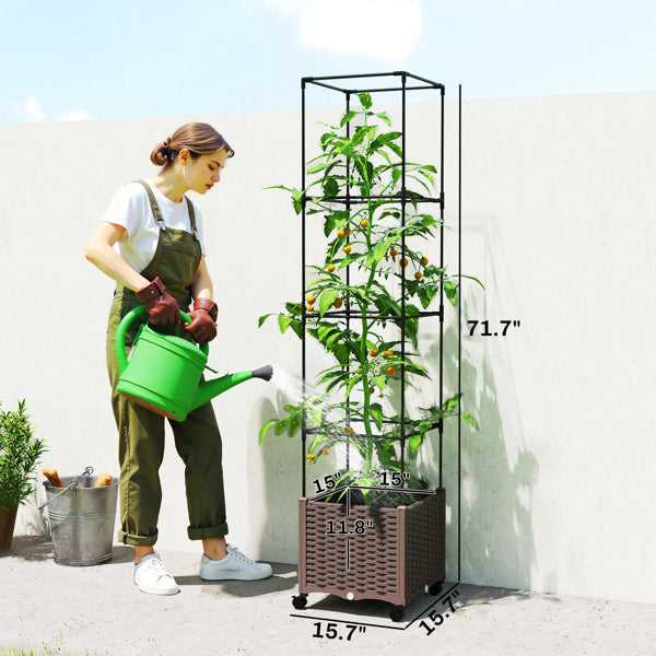 Mobile Raised Garden Bed with Trellis