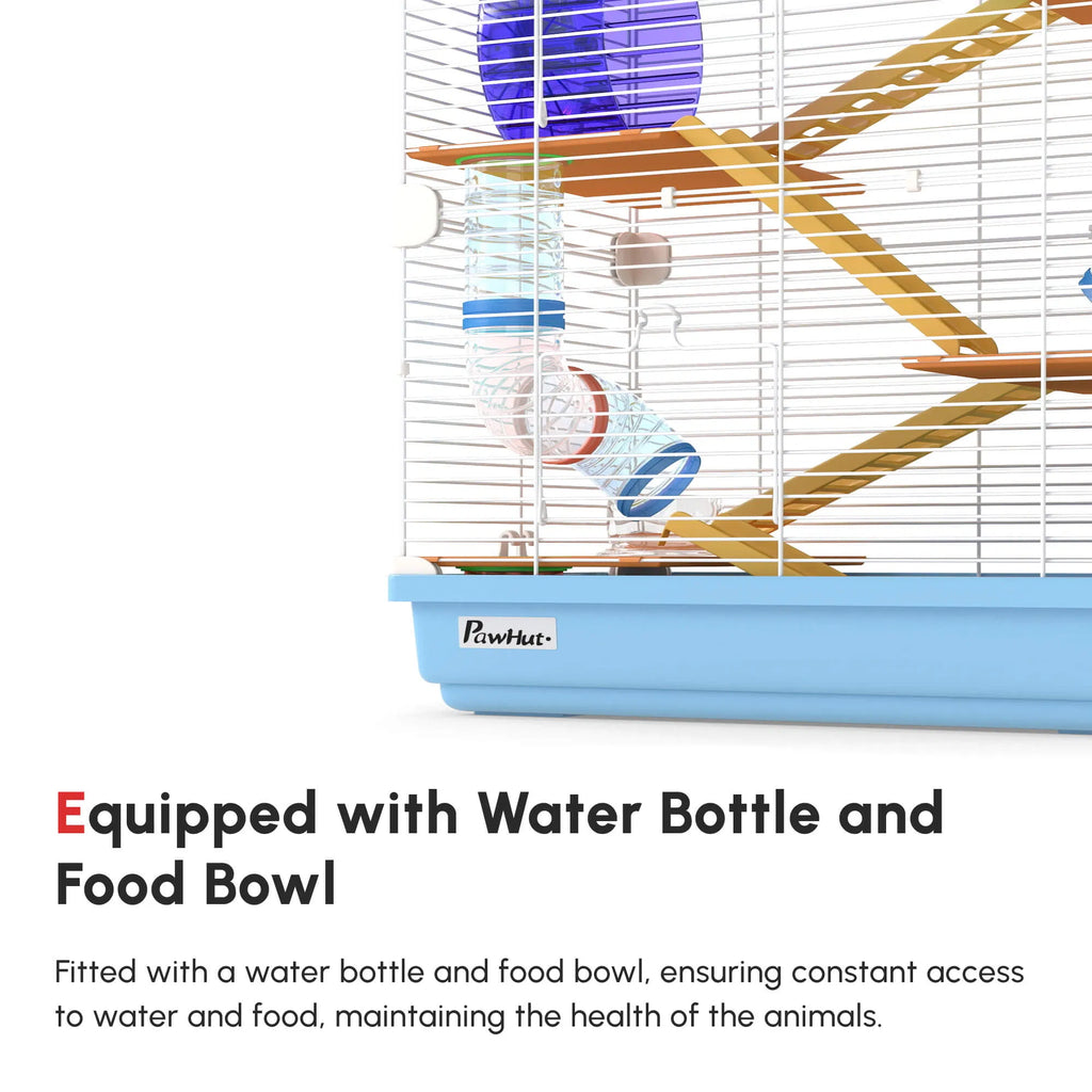5 Tiers Hamster Cage Portable with Exercise Wheels Play Tube Water Bottle - Image 4