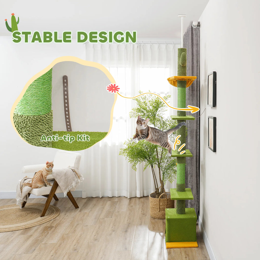 Floor to Ceiling Cat TreeTower with 90.5" 108" Adjustable Height Scratching - Image 4