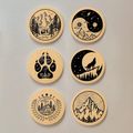 6 Piece Mountain Cork Coaster Set With Holder Inch Round Absorbent Drink