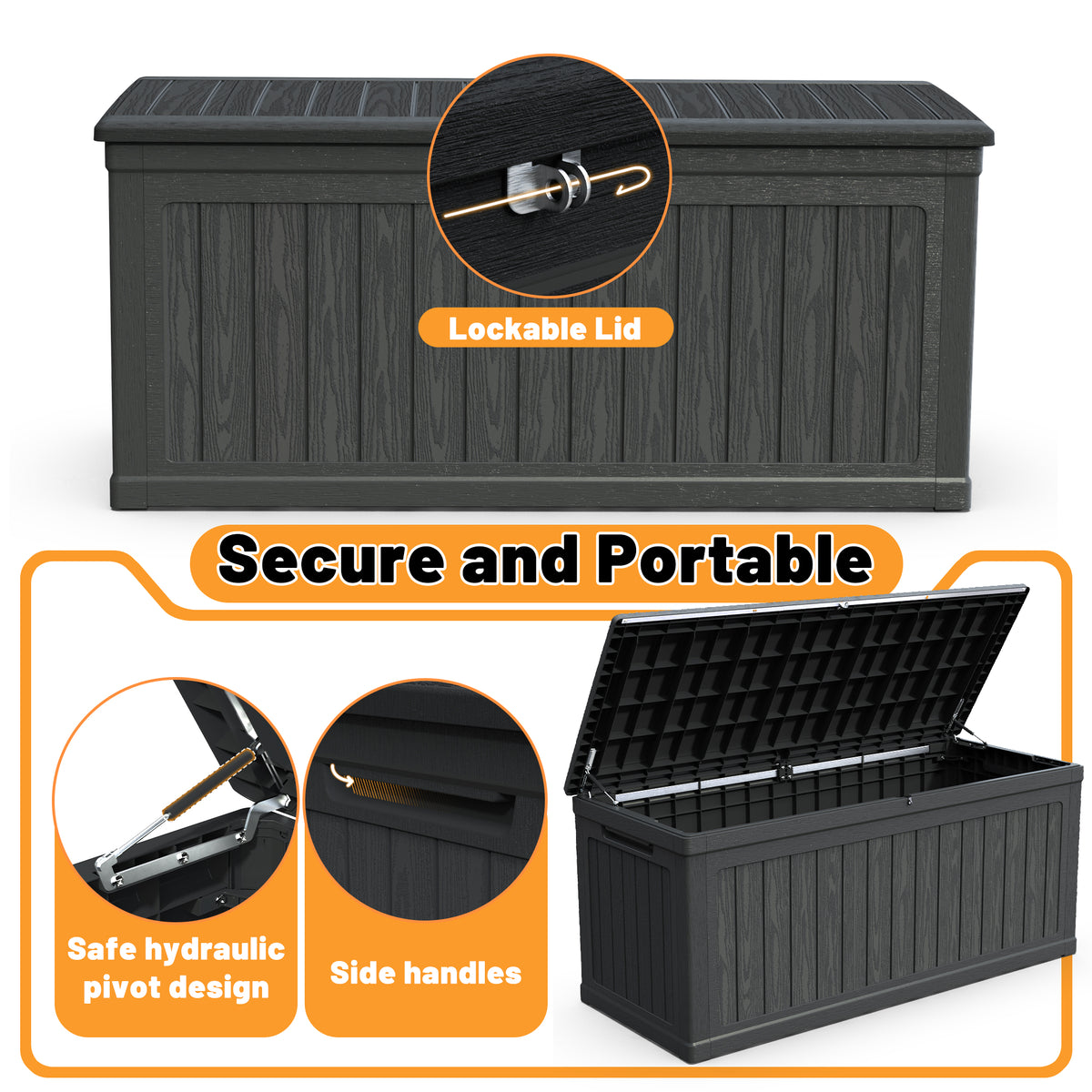 260-gallon XXL outdoor storage deck box product view 2