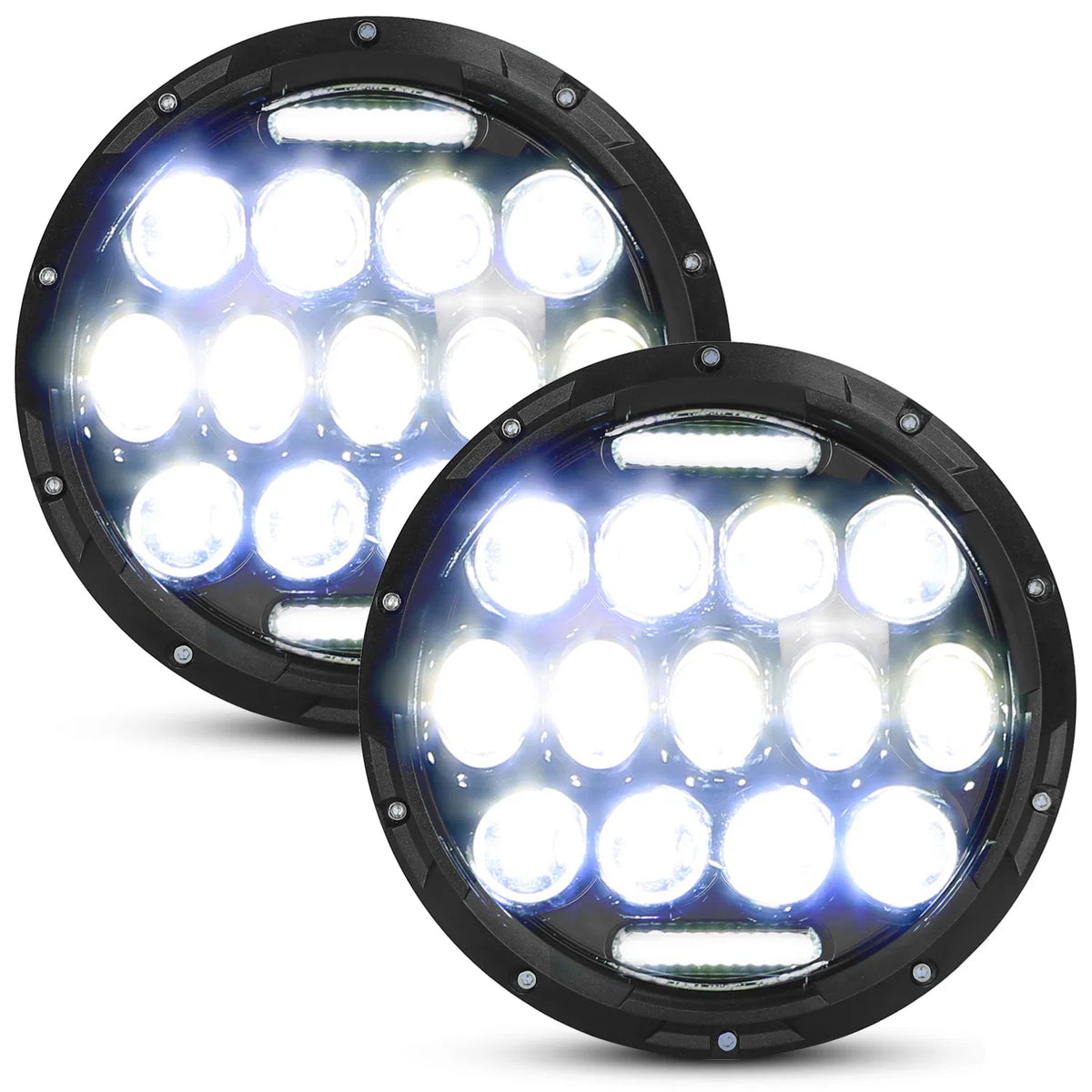 2Pcs 7In 75W Round LED Headlight 3500LM Halo Car Headlamp with DRL High Low - Image 3