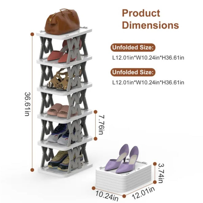 tier foldable shoe rack vertical in use lifestyle