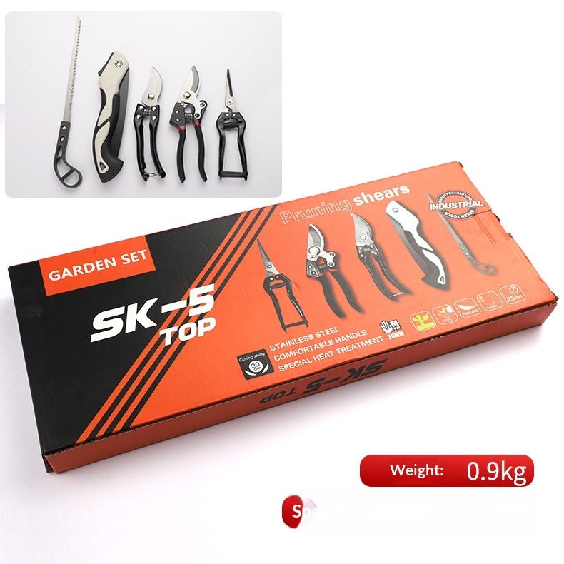 gardening five piece pruning shears detail and structure