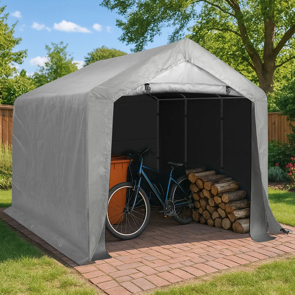 8x12ft heavy duty portable outdoor storage shelter shed with roll up zipper door - angle 3 detail