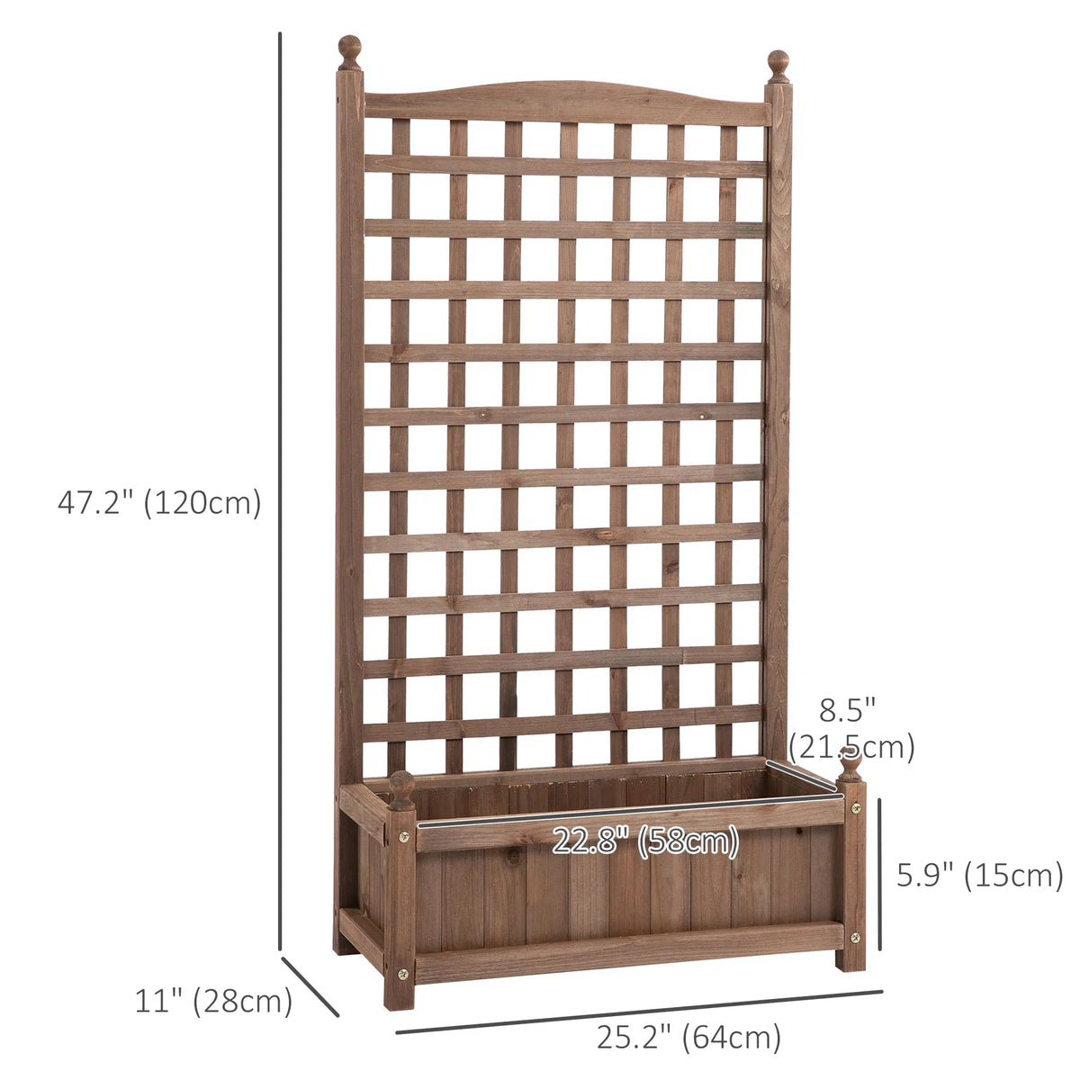 Raised Garden Bed with Trellis Wood Planter Box for Garden Free Standing - Image 5