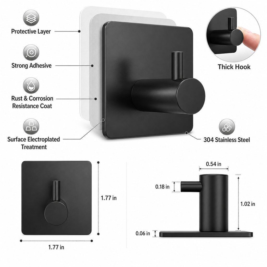 2pcs adhesive towel hook square in use lifestyle