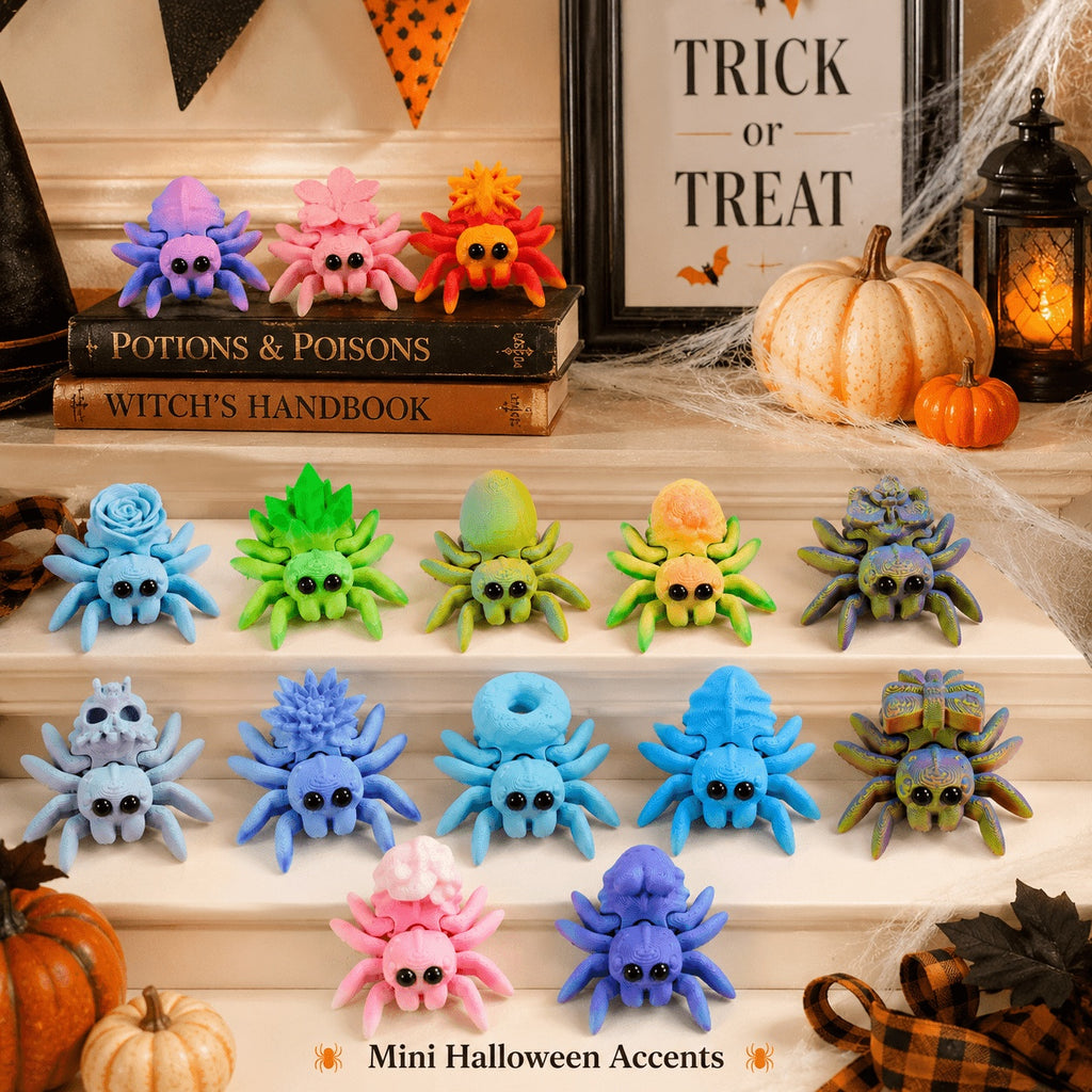 15pcs 3D Printed Mini Spider Figurine Set Cute Assorted Seasonal Desk Decor - Image 3