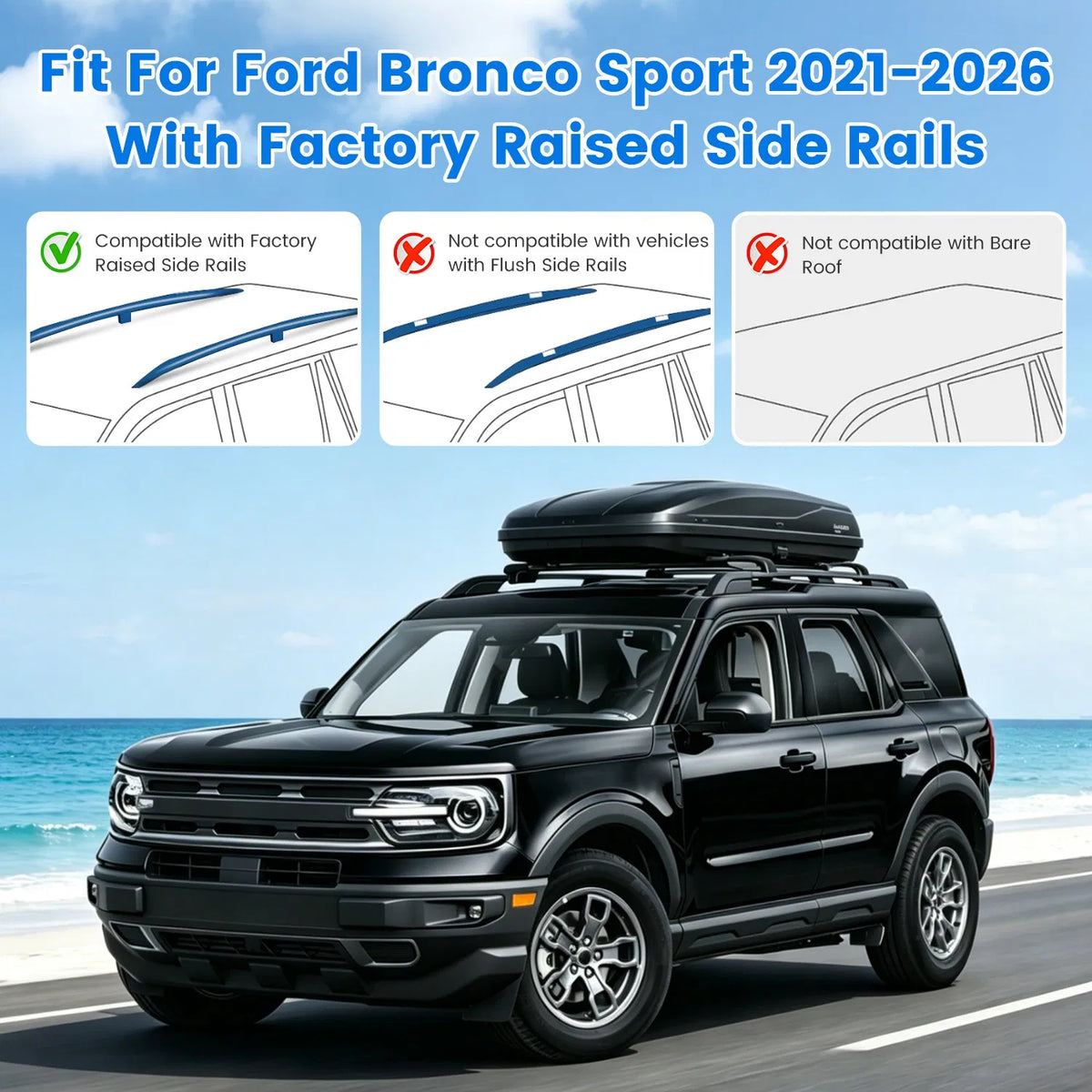 Roof Rack Cross Bars Fit for Ford Bronco Sport 2021 2026 On Road Off Road - Image 3