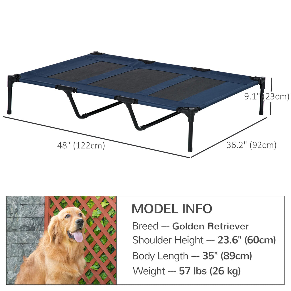 48" X 36" X 9" Elevated Pet Bed with Carrying Bag Dark Blue