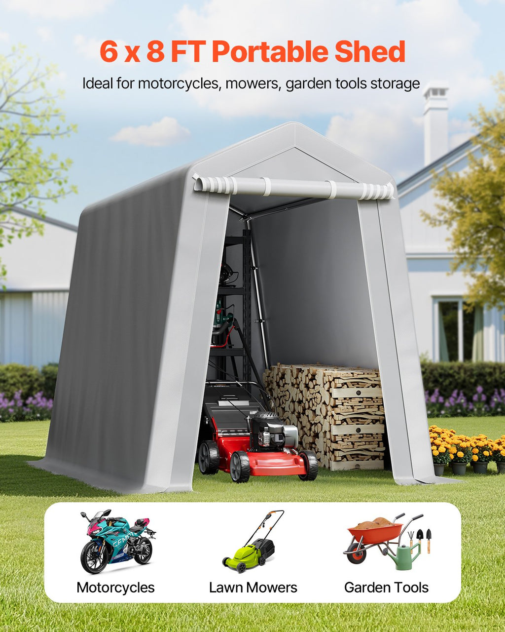 6x8ft outdoor storage shelter shed product view 4