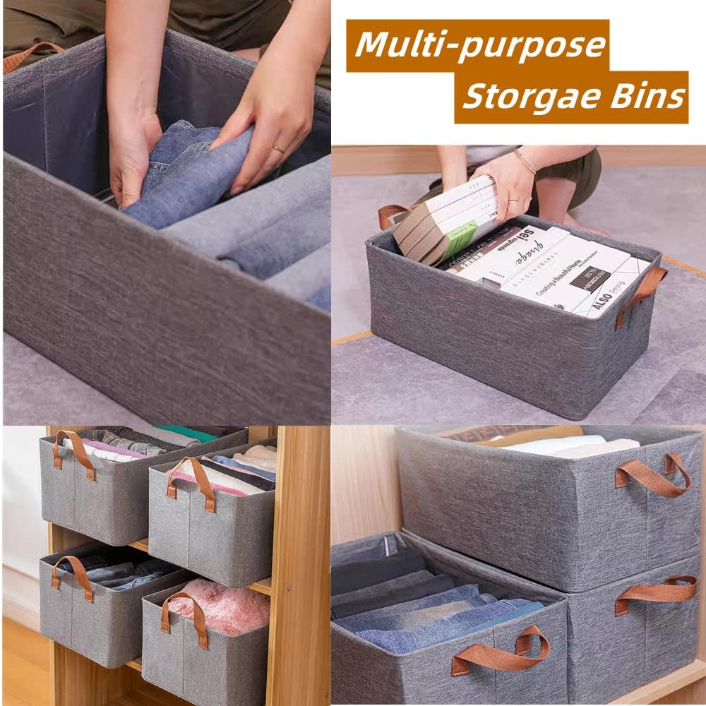 Pack Of 3 Large Capacity Storage Bins, Foldable Closet Organizer Boxes - Side Profile and Dimensions