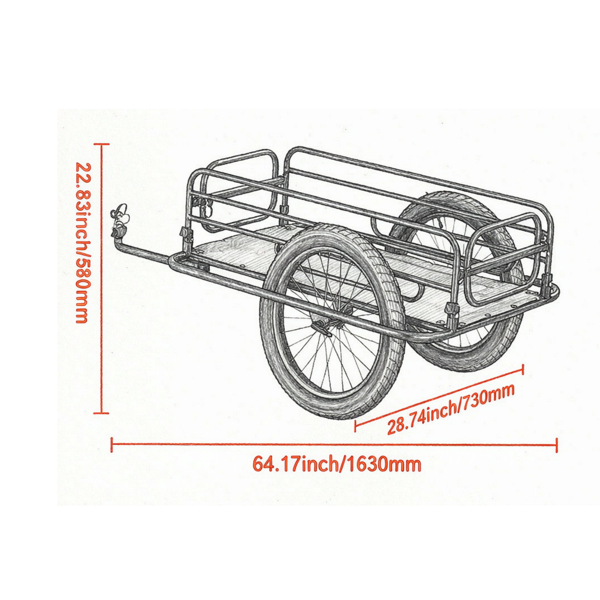 275 Lbs Heavy Duty Bike Cargo Trailer 20inch Wheels Carbon Steel Bicycle Wagon - Image 5
