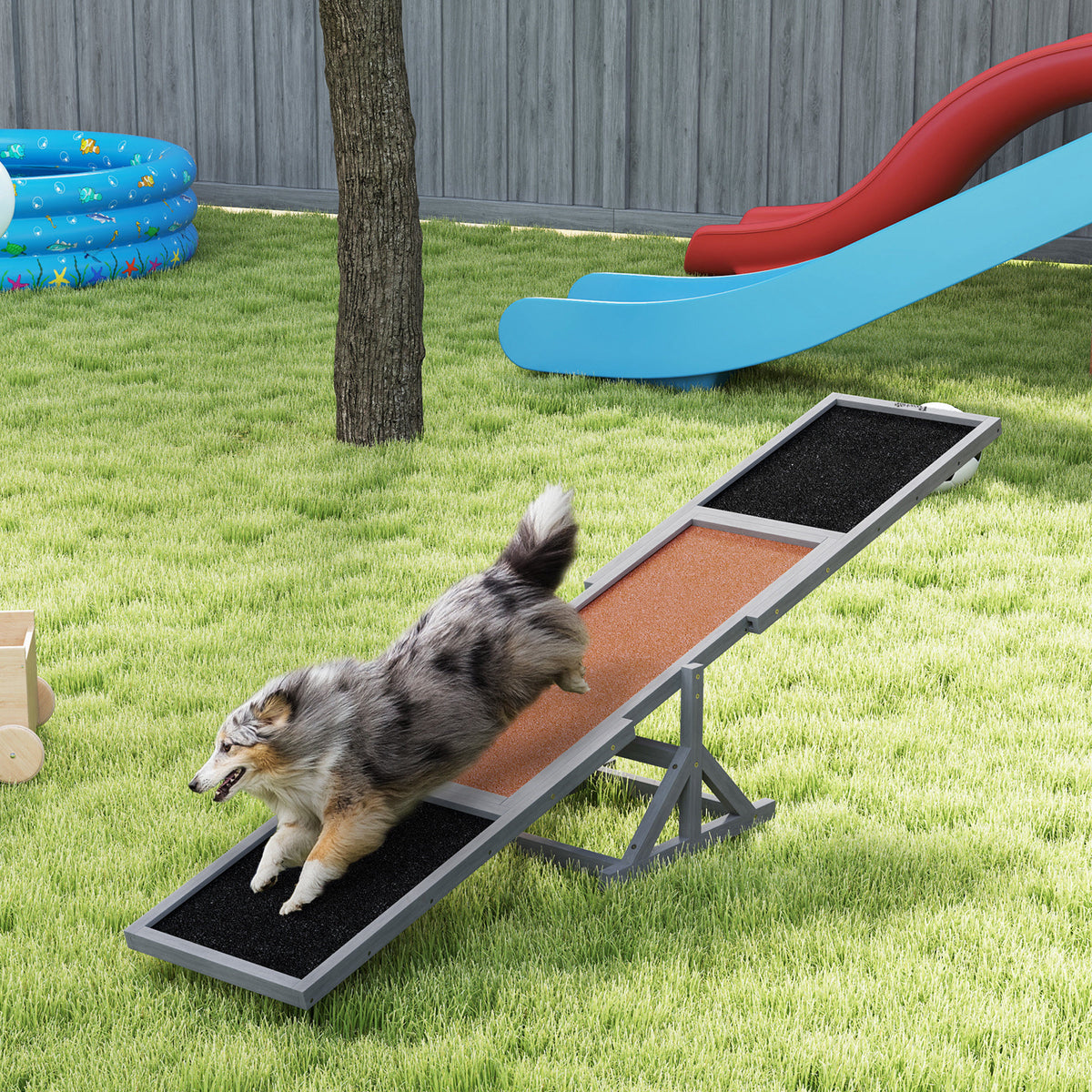 Wooden Dog Agility Seesaw for Training and Exercise Weather Resistant 83" L x