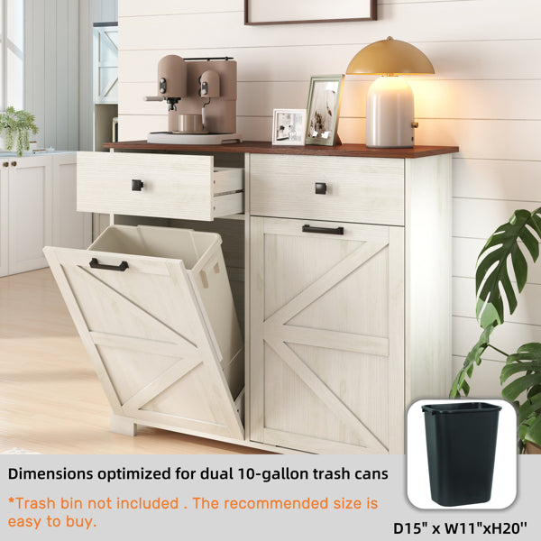 Farmhouse Double Tilt Out Trash Cabinet For 20 Gallon Cans Free Standing - Image 8
