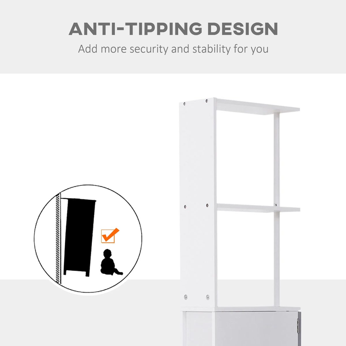 Tall Bathroom Storage Cabinet Narrow Bathroom Cabinet with Drawers and Open - Image 3