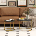27.6in Nesting Coffee Table Set of 2 Round Coffee Table Wood Marble Pattern