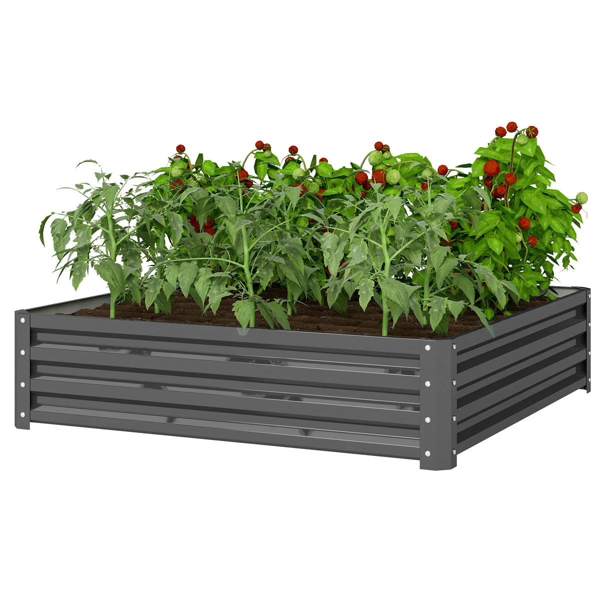 4' x 4' x 1' Raised Garden Bed Galvanized Steel Planter Box for Vegetables - Image 2