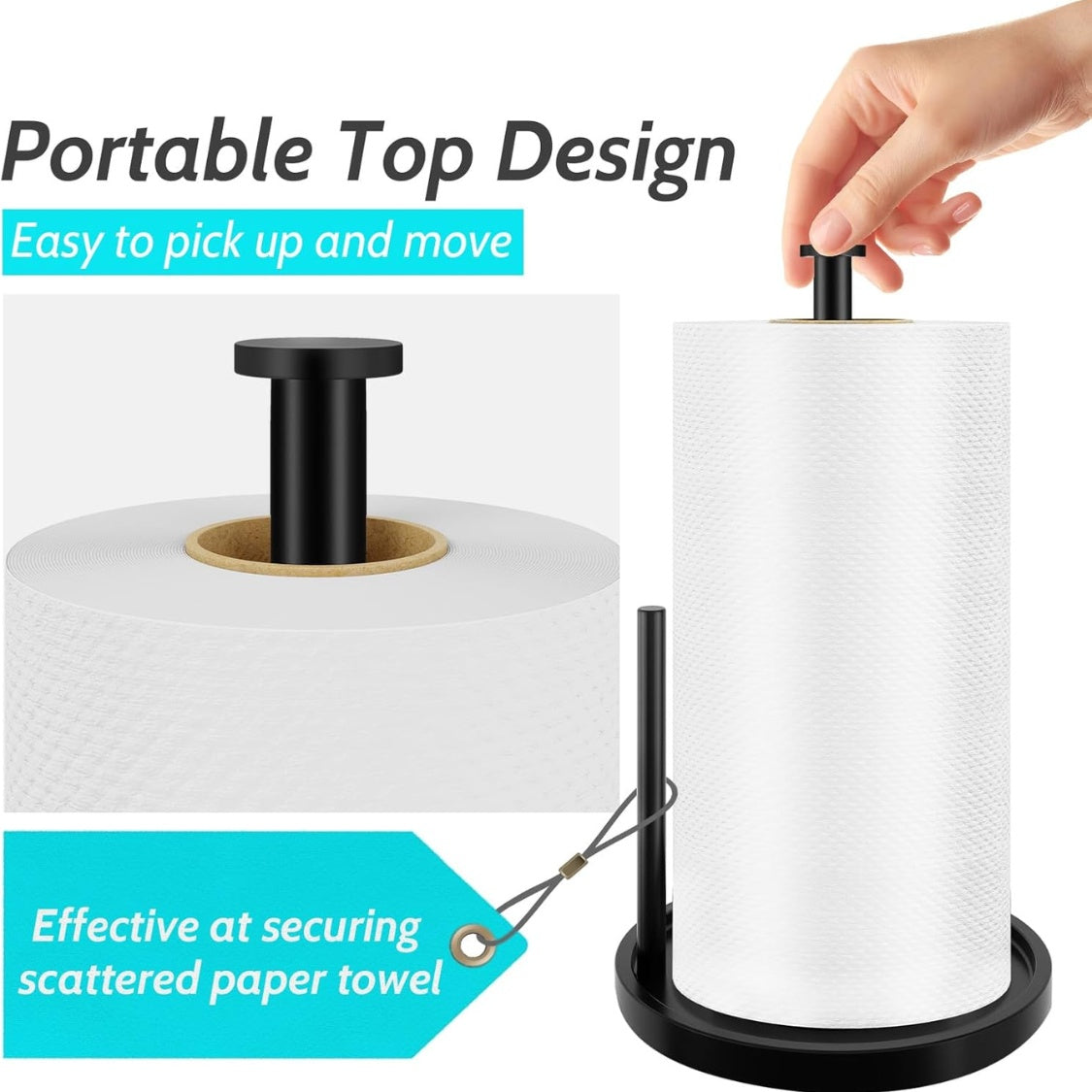 Paper Towel Holder Countertop Standing Roll With Anti Slip Weighted Base - Dimensions and Specifications