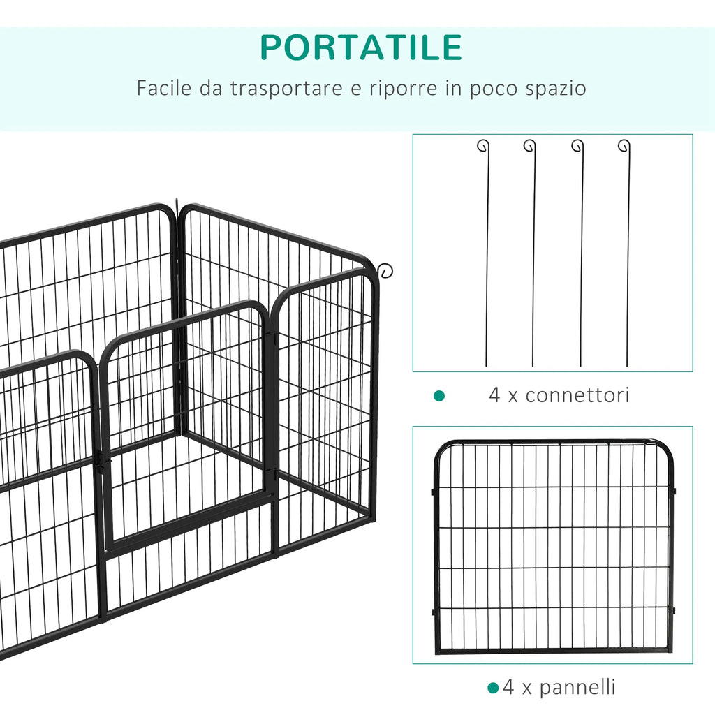 32"W 4 Panel Metal Dog Pen Exercise Pet Playpen Dog Indoor/Outdoor Fence Black