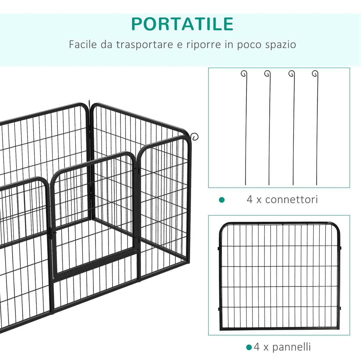 32"W 4 Panel Metal Dog Pen Exercise Pet Playpen Dog Indoor/Outdoor Fence Black
