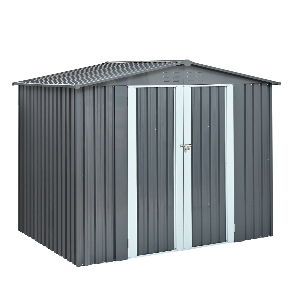 Metal Storage Shed With Double Doors Heavy Duty Galvanized Steel Outdoor