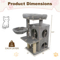 Light Gray 33.5" Multi Level Cat Tree With 2 Tier Condo Sisal Scratching Posts