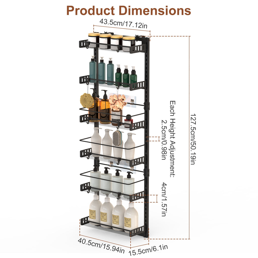 Black White Options 1Pc Over The Door Pantry Organizer 6 Tier Pantry Door - Image 3