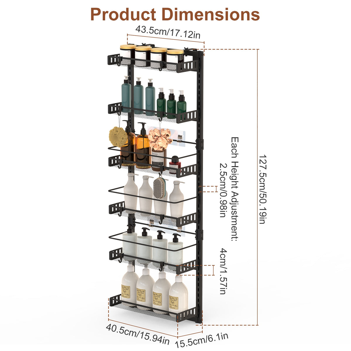 Black White Options 1Pc Over The Door Pantry Organizer 6 Tier Pantry Door - Image 3
