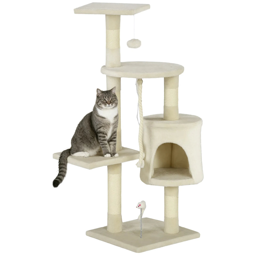 46" Scratching Cat Tree Multi Level Activity Center Kitty Condo Furniture Post Beige - Image 2