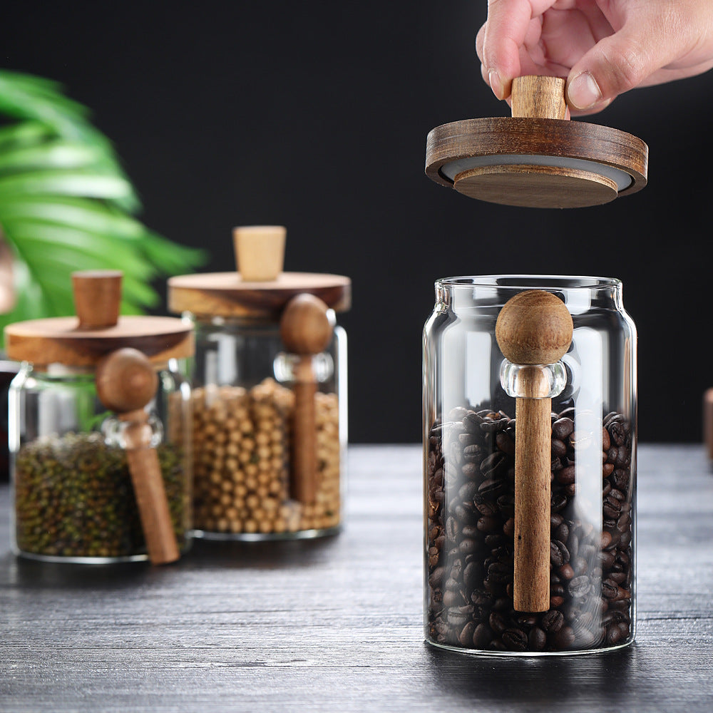 Glass Coffee Jars With Spoons Candy Biscuit Storage Tea - Additional View 5