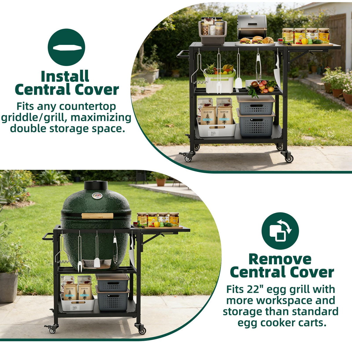 metal outdoor grill prep table and BBQ cart product detail