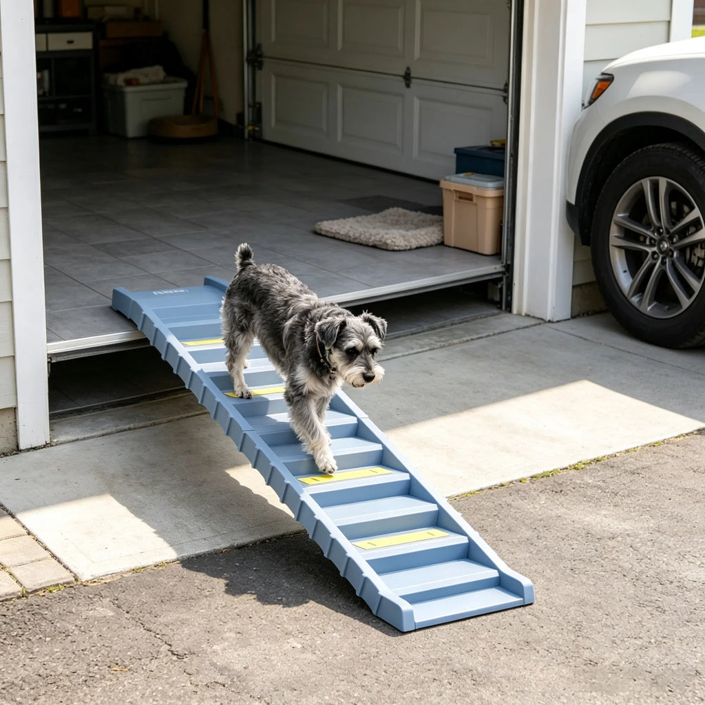 Gray Portable Dog Ramp Foldable Stairs for Medium Small Dogs to Get on Car Truck SUV - Image 5