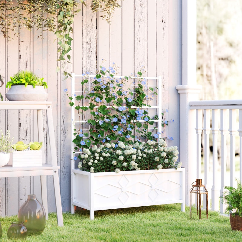 Outdoor Planter Box Galvanized Raised Garden Bed With Trellis For Climbing Vines - Image 5