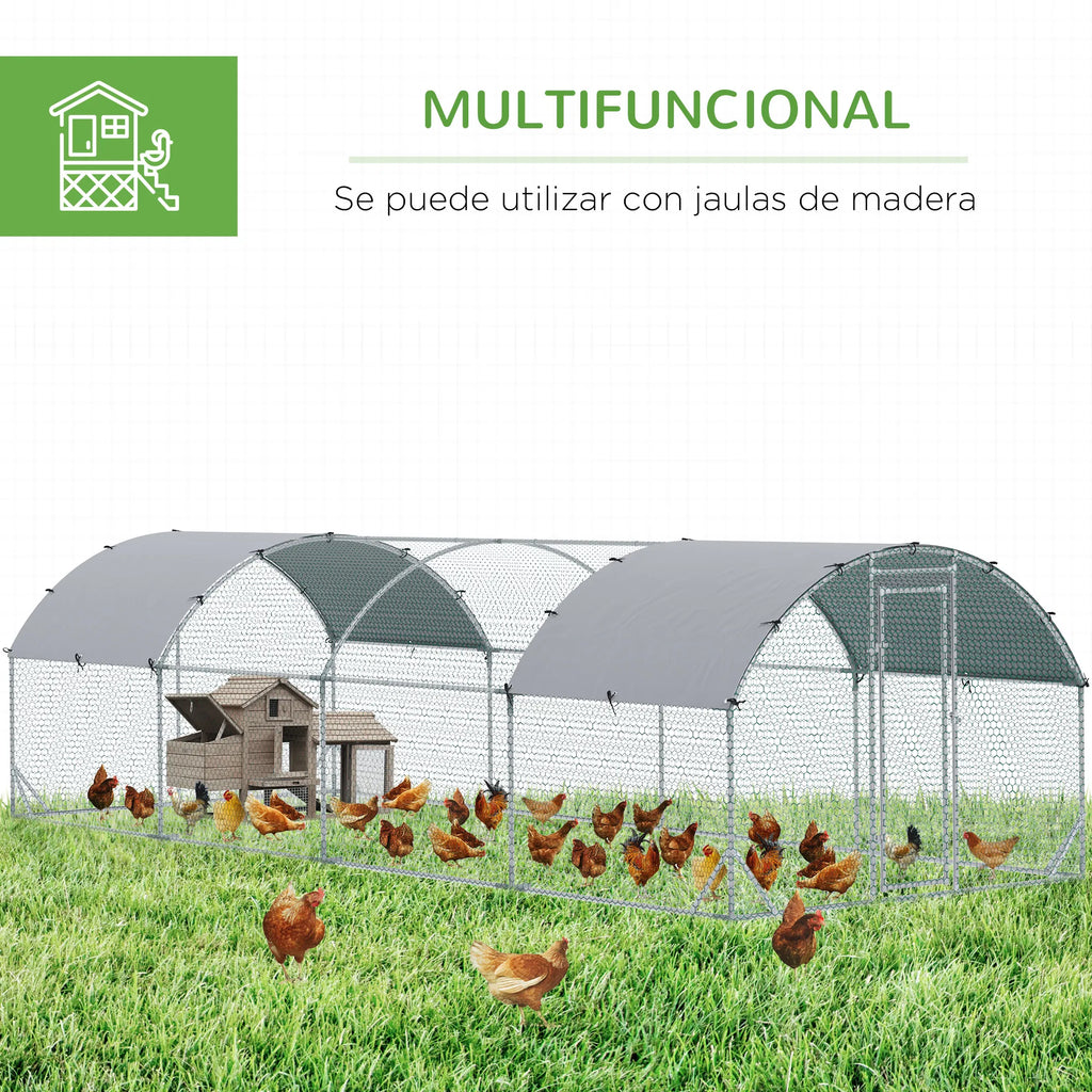 Galvanized Large Metal Chicken Coop Cage Walk in Enclosure Poultry Hen Run - Image 3