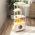 Corner Cat Tower Cat Tree with Scratching Post Cat Condo with Feeding Station