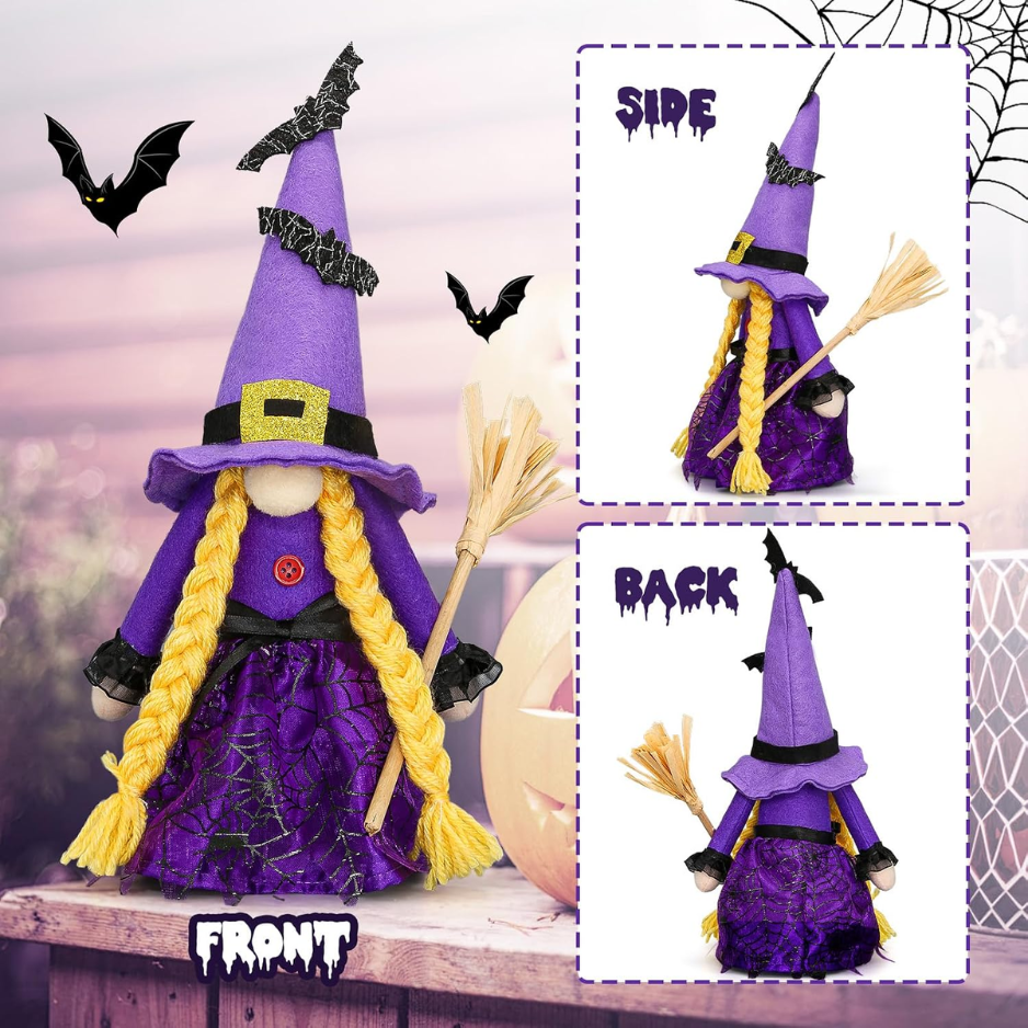 Purple Witch Gnomes Decor Halloween Decorations For Office Spooky Cute Hocus - Image 2