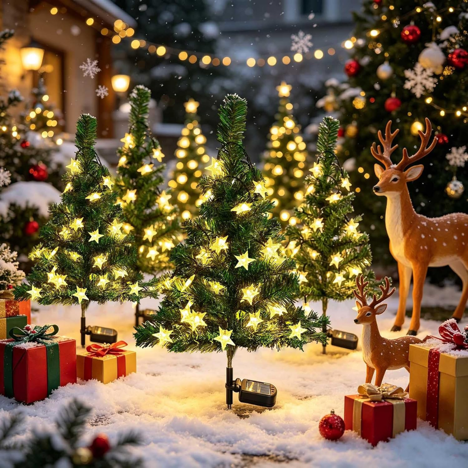 Pack Solar Christmas Tree Garden Stake Lights Waterproof Outdoor Decorations - Image 3