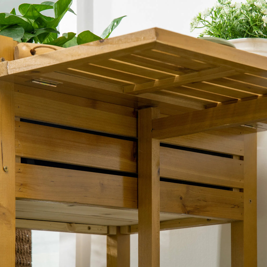 Raised Garden Bed with Folding Side Table Elevated Wood Planter Box for - Image 2