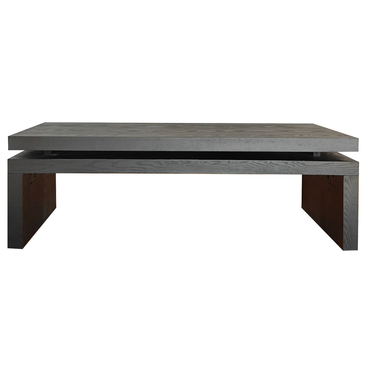 47in Modern Black Coffee Table with Floating-Top Design