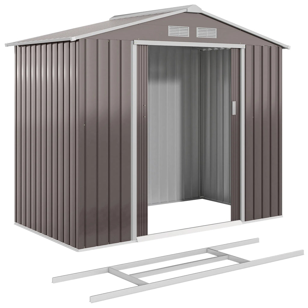 7' x 4' x 6' Metal Storage Shed Outdoor Patio Metal Tool Storage House w/ - Image 2