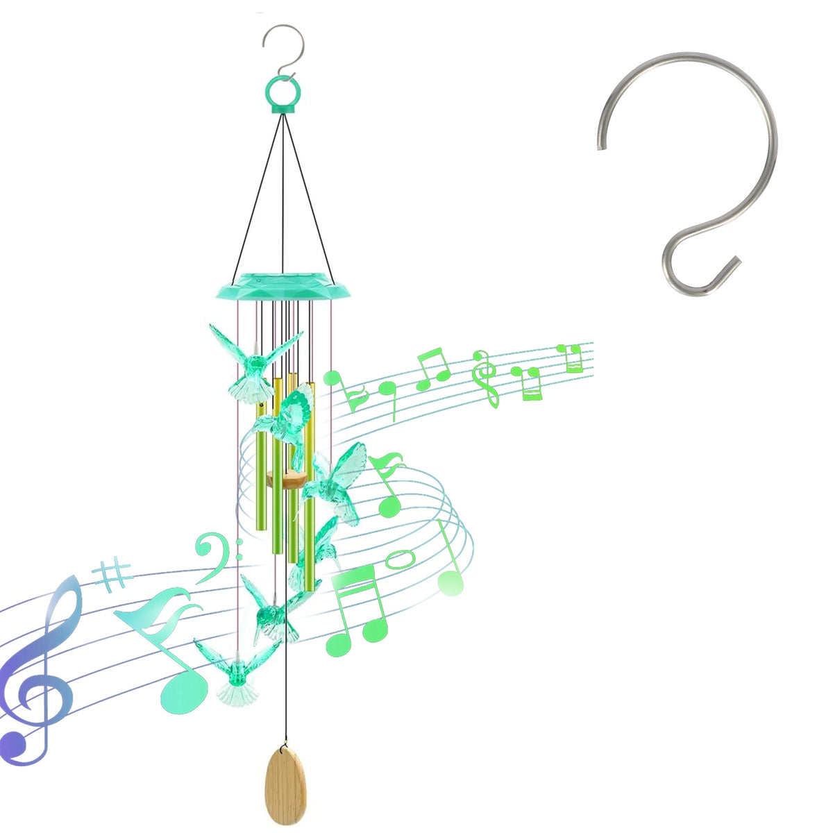 1Pc Solar Butterfly Wind Chime With Aluminum Tubes 7 Color Changing Wind Chime - Image 4