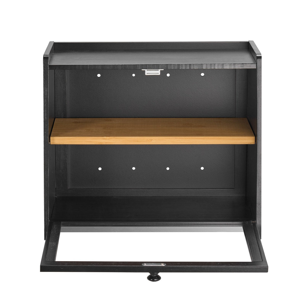 Double Layer Bread Box For Kitchen Counter Bamboo Storage Container Black