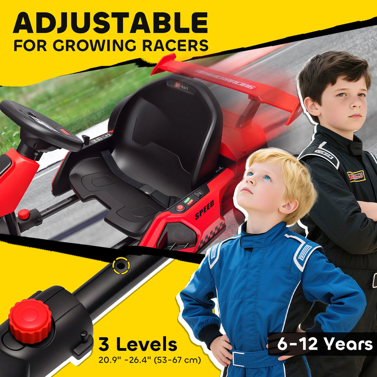 24V Electric Go Kart Battery Powered Kids Drift Kart with Adjustable Seat - Image 2