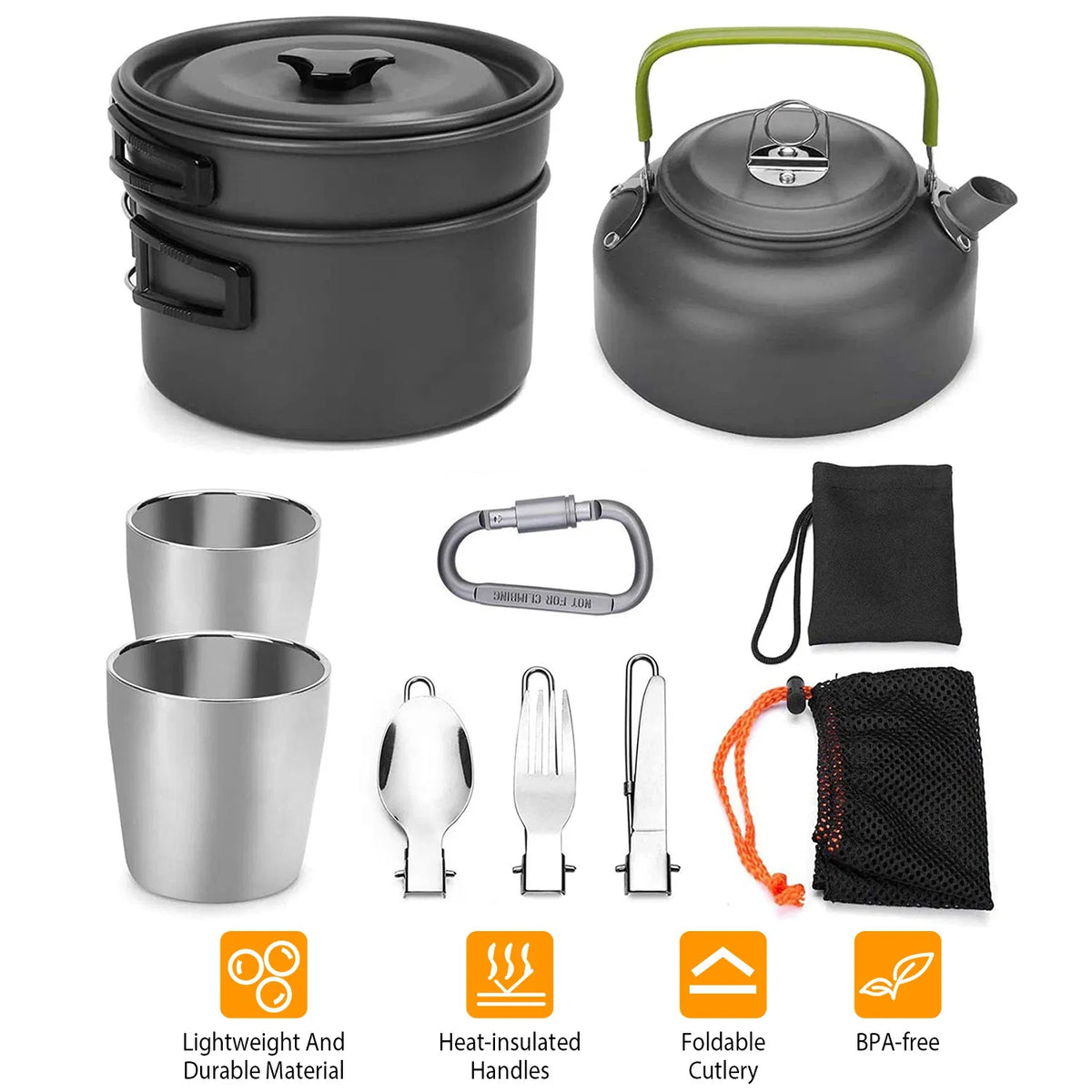 12Pcs Camping Cookware Set Camping Stove Aluminum Pot Pans Kit for Hiking